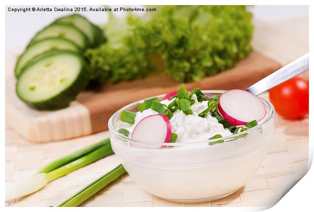 cottage cheese with radish and chives  Print by Arletta Cwalina