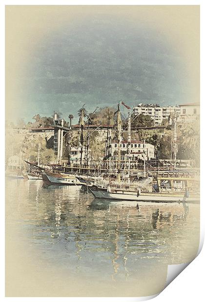 Kaleici harbour Antalya Turkey Print by ken biggs