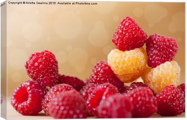bright red and golden raspberry fruits Canvas Print by Arletta Cwalina