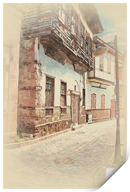 cobbled back streets of Kaleici in Antalya Turkey Print by ken biggs