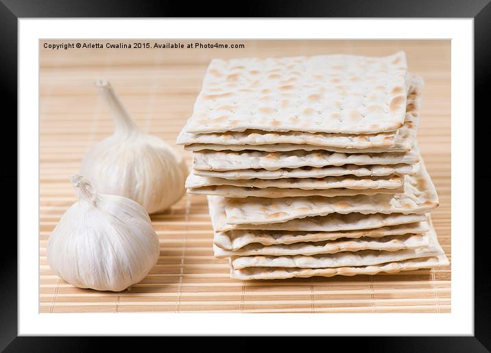 matza or matzah bread slices Framed Mounted Print by Arletta Cwalina