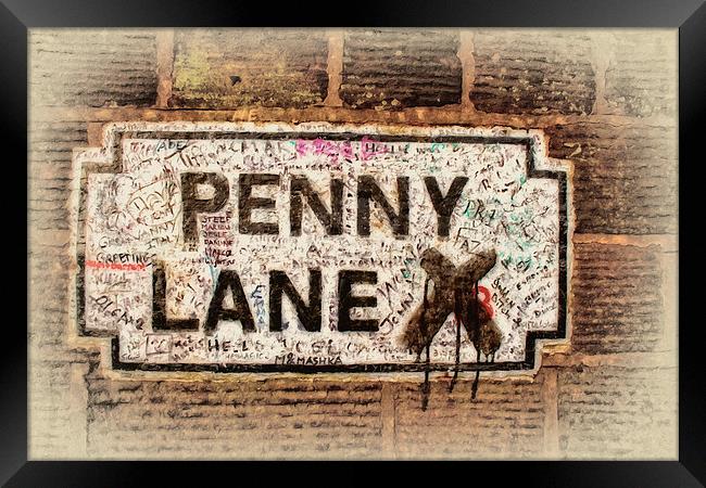 Penny Lane street sign in Liverpool UK Framed Print by ken biggs
