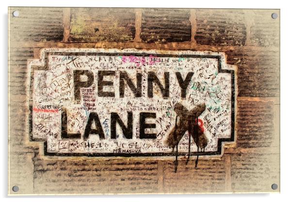  Penny Lane street sign in Liverpool UK Acrylic by ken biggs