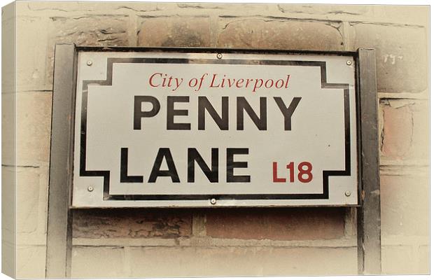  Penny Lane street sign in Liverpool UK Canvas Print by ken biggs