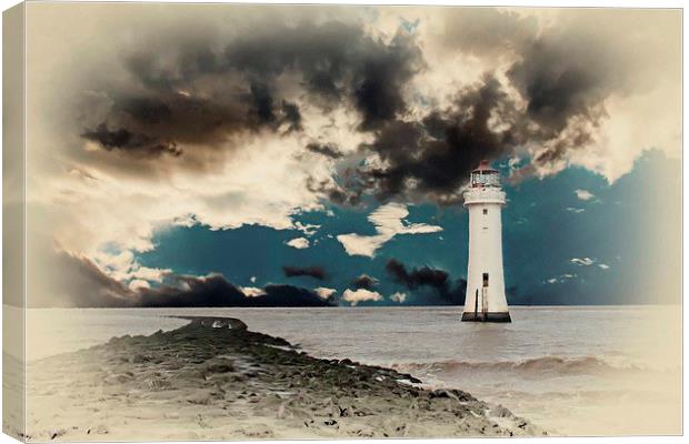 Fort Perch Lighthouse on the River Mersey Liverpoo Canvas Print by ken biggs