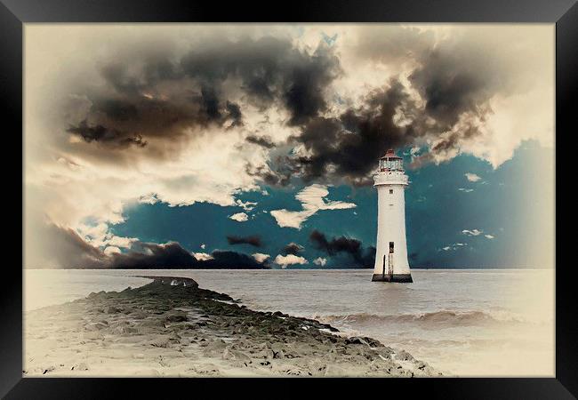Fort Perch Lighthouse on the River Mersey Liverpoo Framed Print by ken biggs