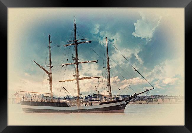 A tall ship on the river mersey Framed Print by ken biggs
