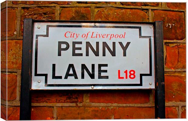Penny Lane street sign in Liverpool UK Canvas Print by ken biggs