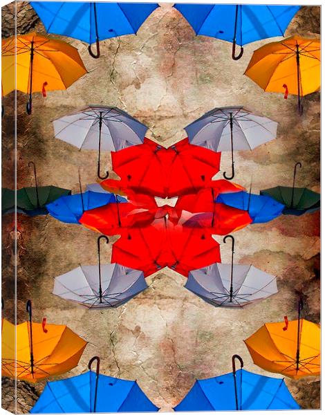 colorful umbrellas against a grungy background Canvas Print by ken biggs