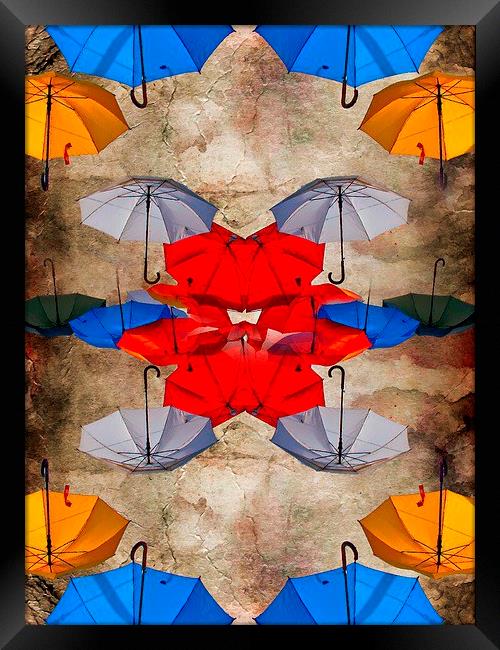 colorful umbrellas against a grungy background Framed Print by ken biggs