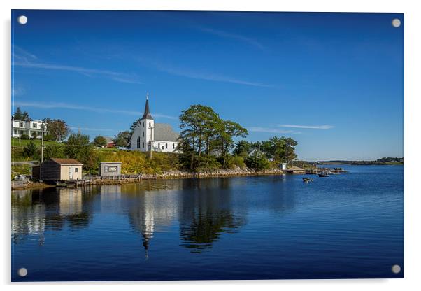 Indian Point Church, Mahone Bay, Nova Scotia, Cana Acrylic by Mark Llewellyn