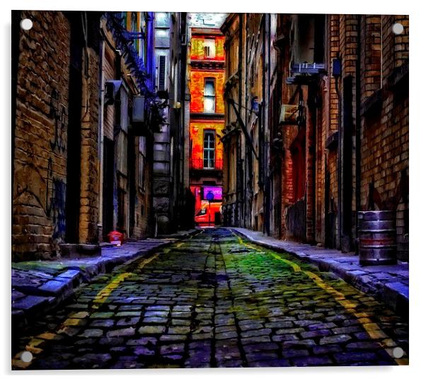 cobbled back streets of inner city Liverpool Acrylic by ken biggs
