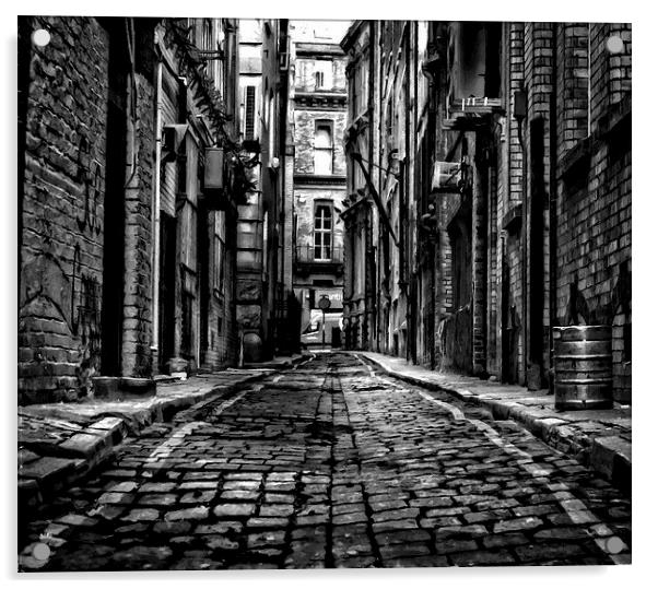 cobbled back streets of inner city Liverpool Acrylic by ken biggs