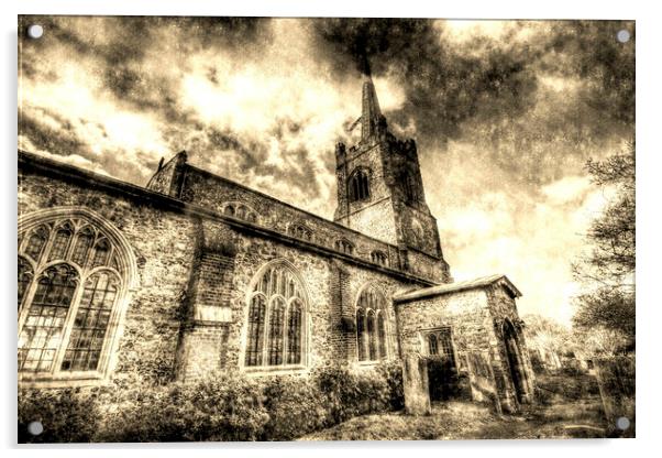 St Andrews Church Hornchurch Vintage Acrylic by David Pyatt