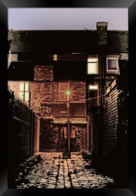 cobbled back streets of Liverpool UK Framed Print by ken biggs