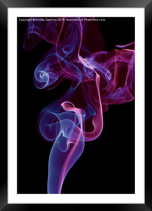 blue pink whirl twisted smoke abstract  Framed Mounted Print by Arletta Cwalina