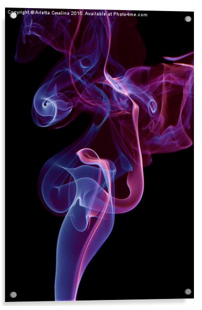 blue pink whirl twisted smoke abstract  Acrylic by Arletta Cwalina