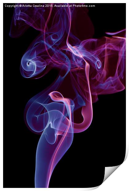 blue pink whirl twisted smoke abstract  Print by Arletta Cwalina