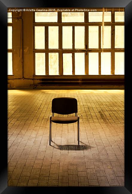 Lone chair empty hall Framed Print by Arletta Cwalina