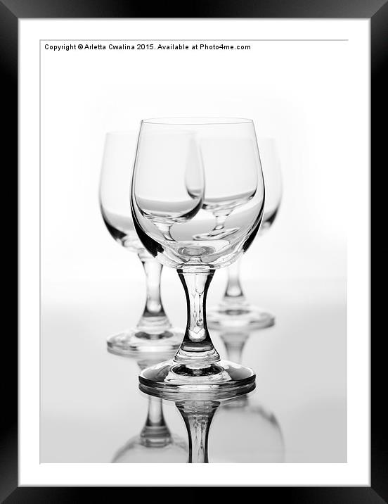 Three empty wine glasses on white  Framed Mounted Print by Arletta Cwalina