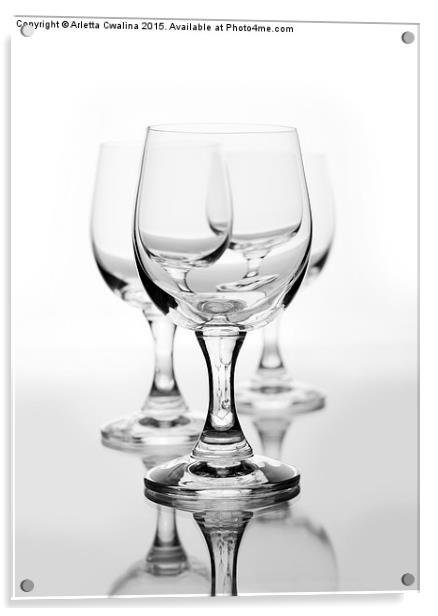 Three empty wine glasses on white  Acrylic by Arletta Cwalina
