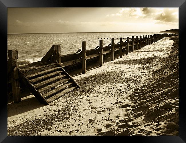 Sea defences at Hopton Framed Print by Stephen Mole