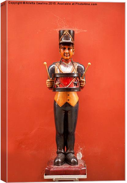Carved drummer figure decoration Canvas Print by Arletta Cwalina