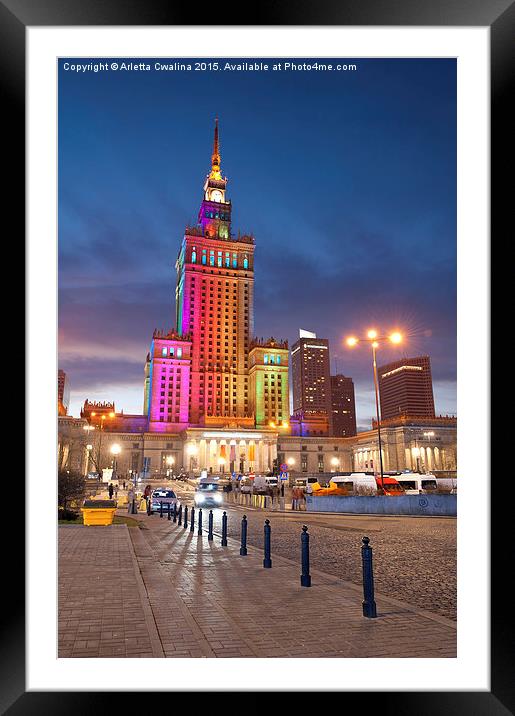 Rainbow colors on PKiN building in Warsaw, Poland Framed Mounted Print by Arletta Cwalina