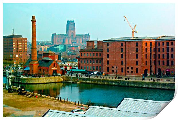 The Albert Dock complex in Liverpool UK Print by ken biggs