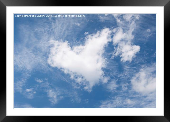 White clouds heart shape authentic Framed Mounted Print by Arletta Cwalina
