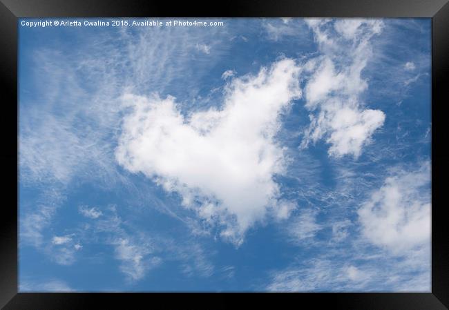 White clouds heart shape authentic Framed Print by Arletta Cwalina