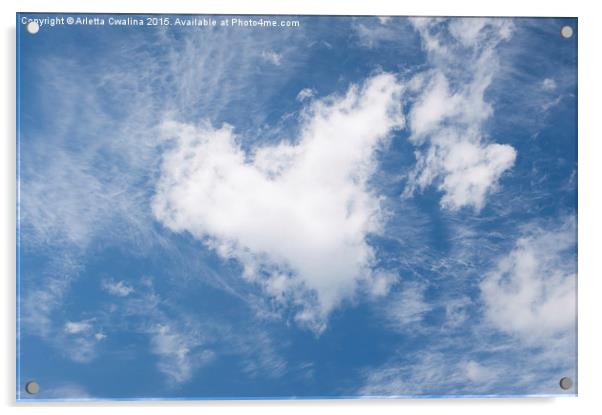 White clouds heart shape authentic Acrylic by Arletta Cwalina
