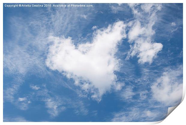 White clouds heart shape authentic Print by Arletta Cwalina