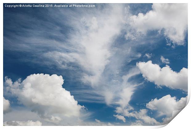 White various clouds formation Print by Arletta Cwalina