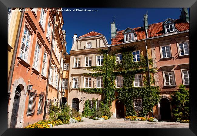 ivy grow on building in Warsaw at Kanonia  Framed Print by Arletta Cwalina