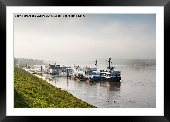 ferry ships at Vistula River Framed Mounted Print by Arletta Cwalina