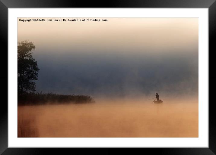  Lone fisher in quiet morning fog Framed Mounted Print by Arletta Cwalina