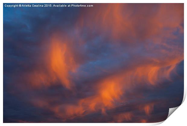 Awesome sunset orange light Print by Arletta Cwalina