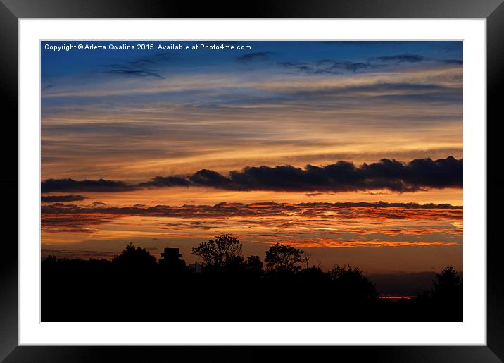 Twilight colorful sunset Framed Mounted Print by Arletta Cwalina