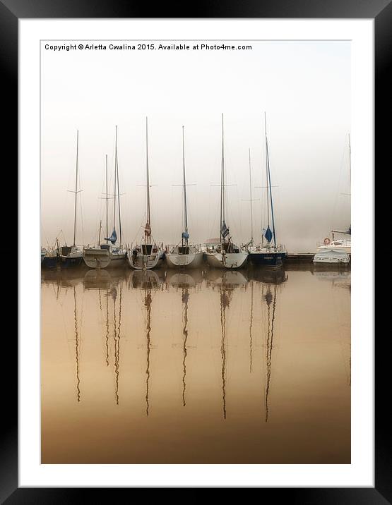  Fog and moored boats Framed Mounted Print by Arletta Cwalina