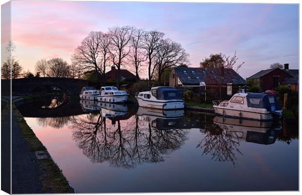 Evening Sunset Reflections - Lancaster Canal Canvas Print by Gary Kenyon