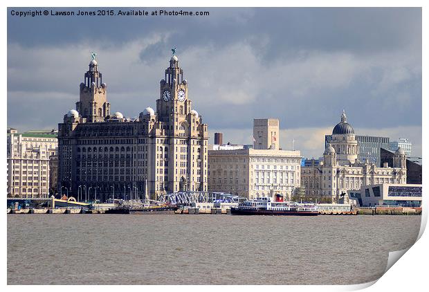  Liverpool waterfront and pier head Print by Lawson Jones
