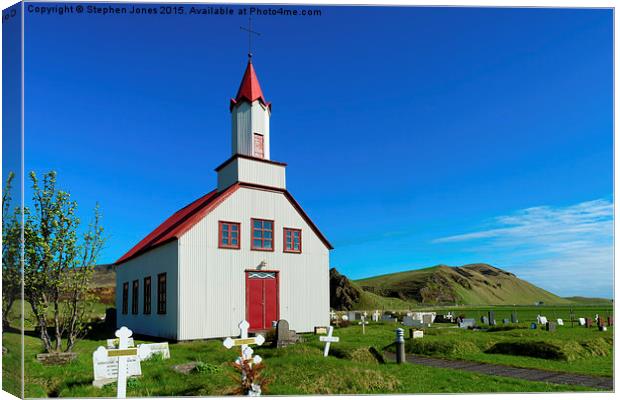 Small Rural Church Iceland Canvas Print by Stephen Jones