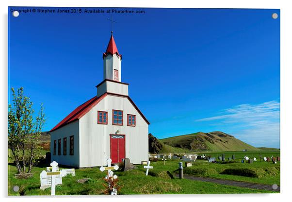 Small Rural Church Iceland Acrylic by Stephen Jones
