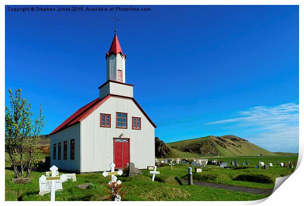 Small Rural Church Iceland Print by Stephen Jones