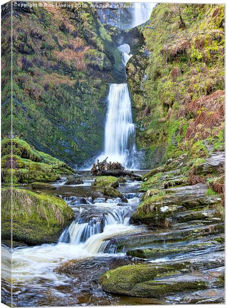 Pistyll Rhaeadr Waterfall Canvas Print by Rick Lindley