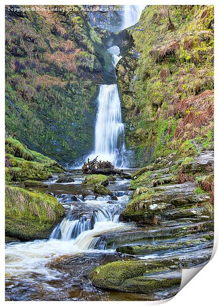 Pistyll Rhaeadr Waterfall Print by Rick Lindley