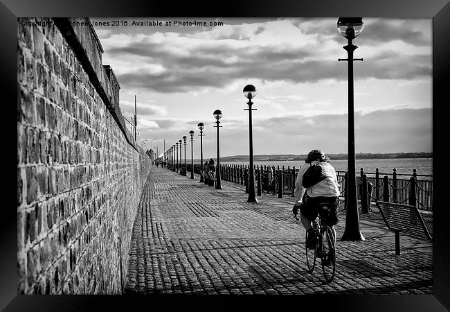  Cycling alongside the Mersey. Framed Print by Stephen Jones