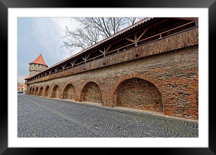 Wooden ramparts of the fortress wall and tower Sib Framed Mounted Print by Adrian Bud