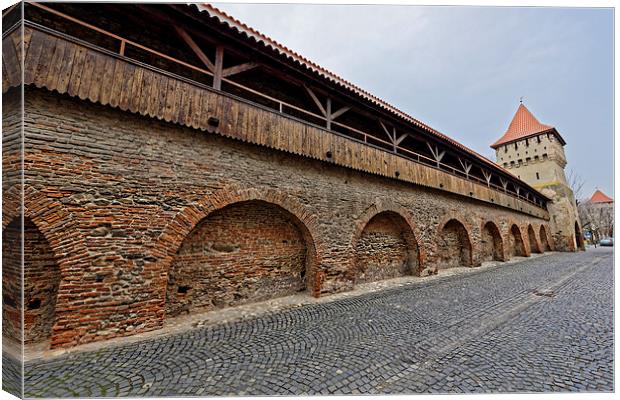 Fortress wall and two towers Sibiu Romania Canvas Print by Adrian Bud